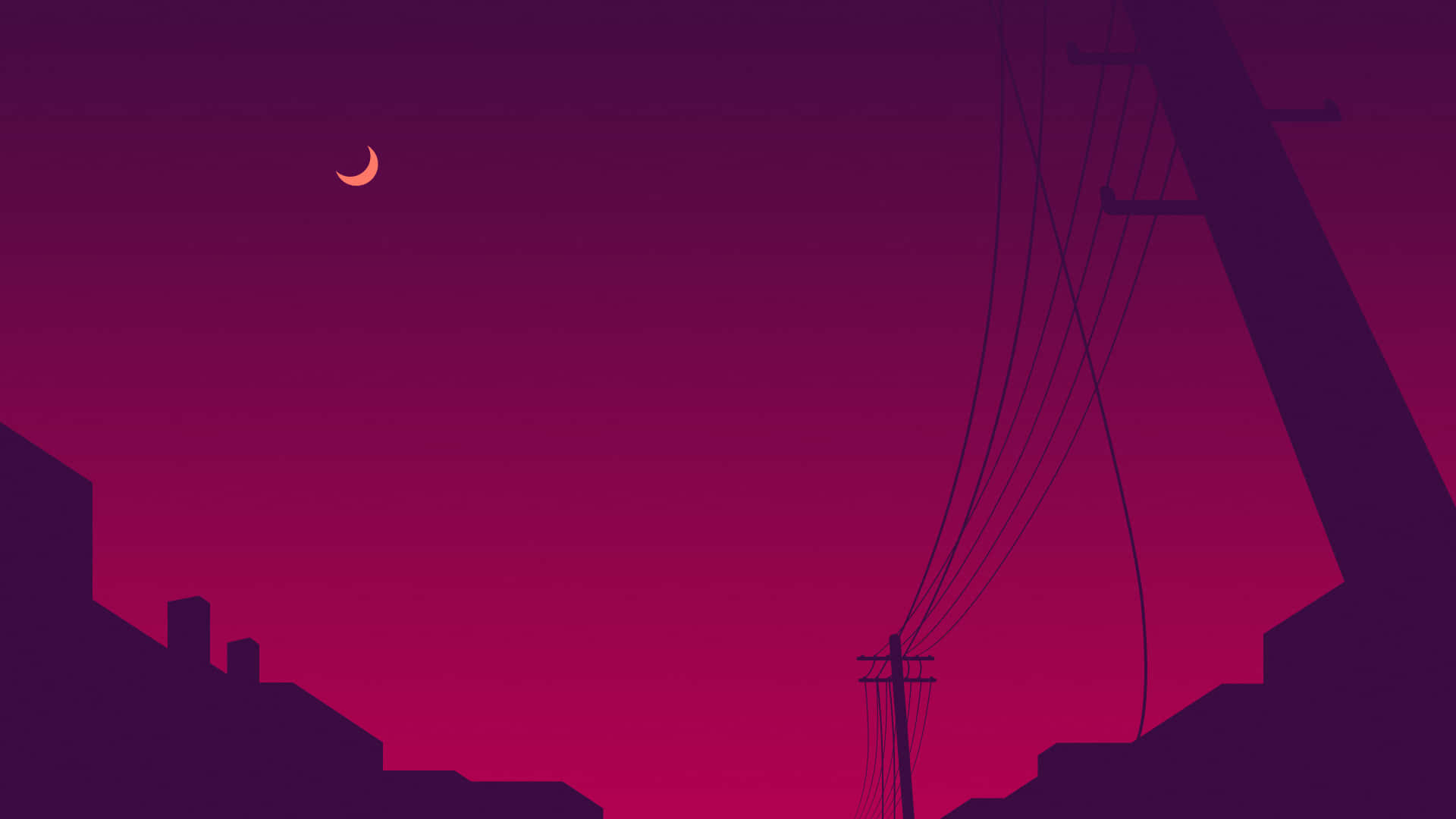 Dave2d, Violet Night Sky, crescent moon, Full HD Desktop Wallpaper