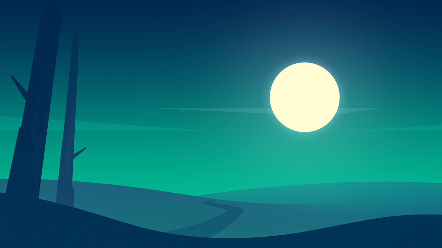 Dave2d, moonlit night, winding path, HD Desktop Wallpaper
