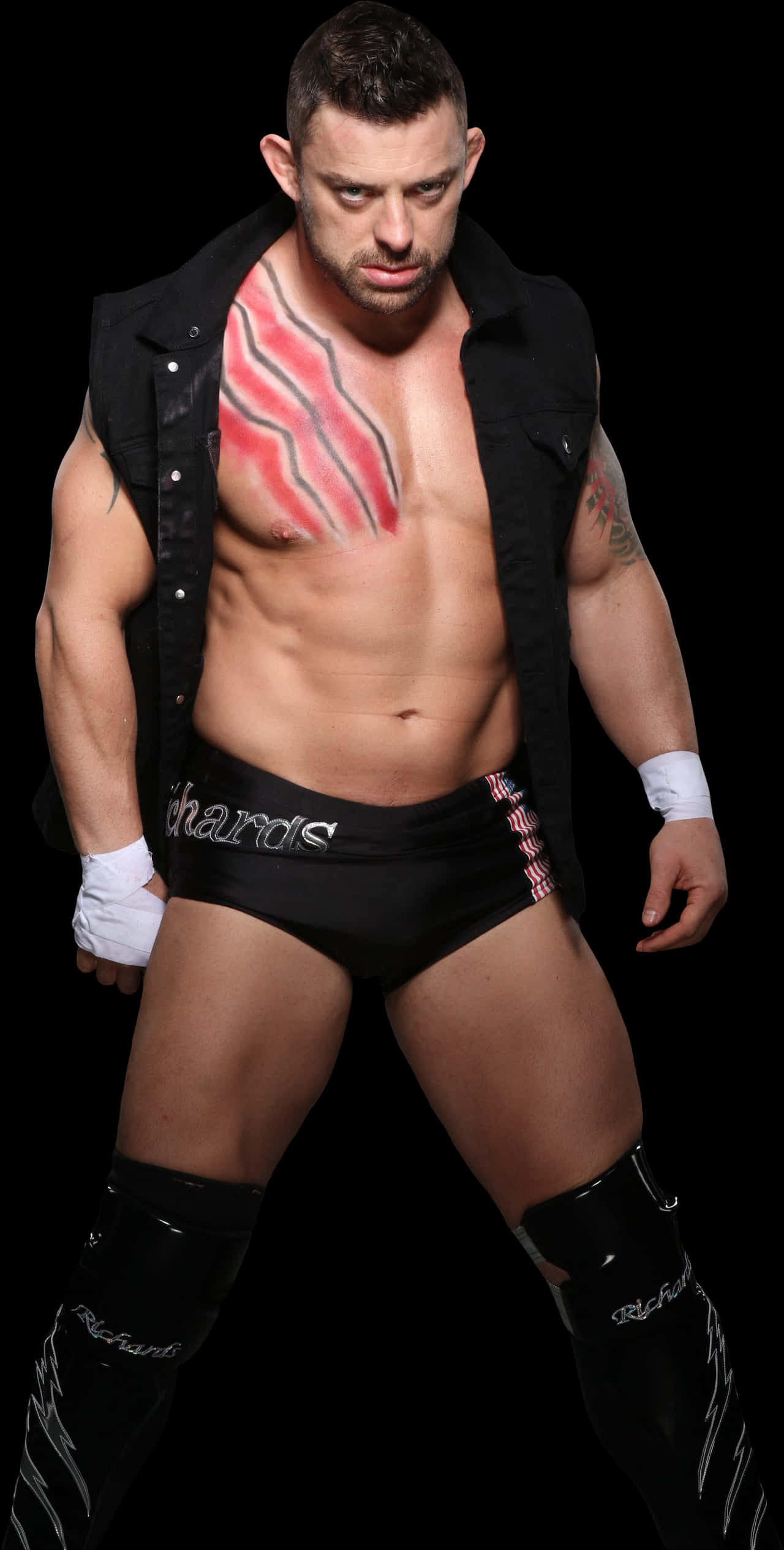 Davey Richards, red and black chest paint, black gear, Full HD Phone Wallpaper
