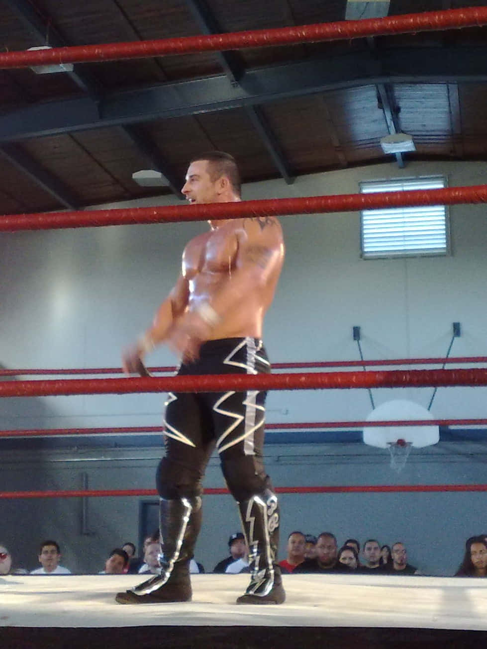 Davey Richards, black and white lightning bolt trunks, red-ringed wrestling ring, HD Phone Wallpaper