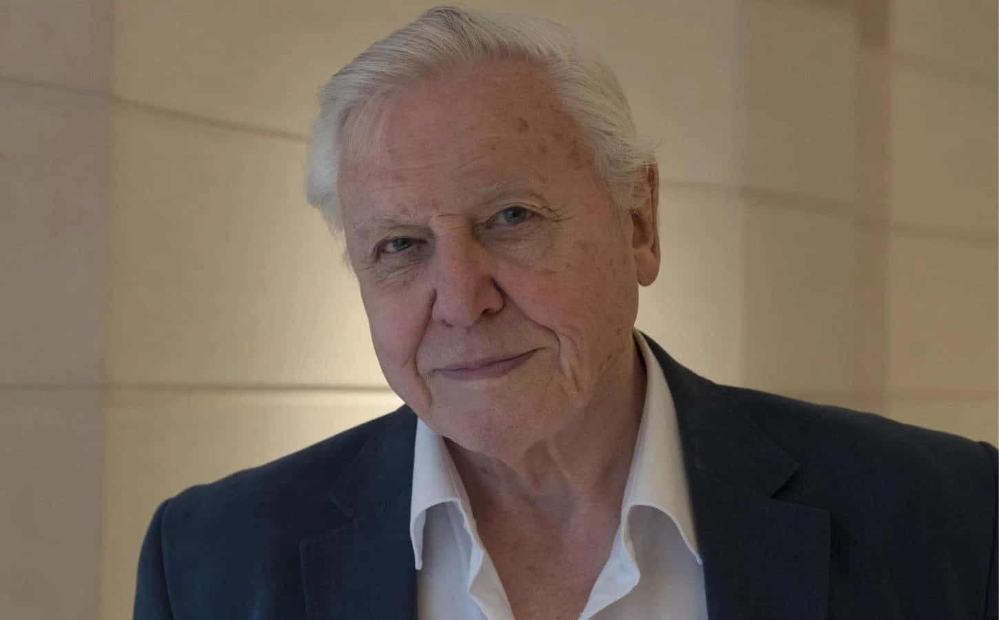 David Attenborough, white hair, gentle smile, HD Desktop Wallpaper