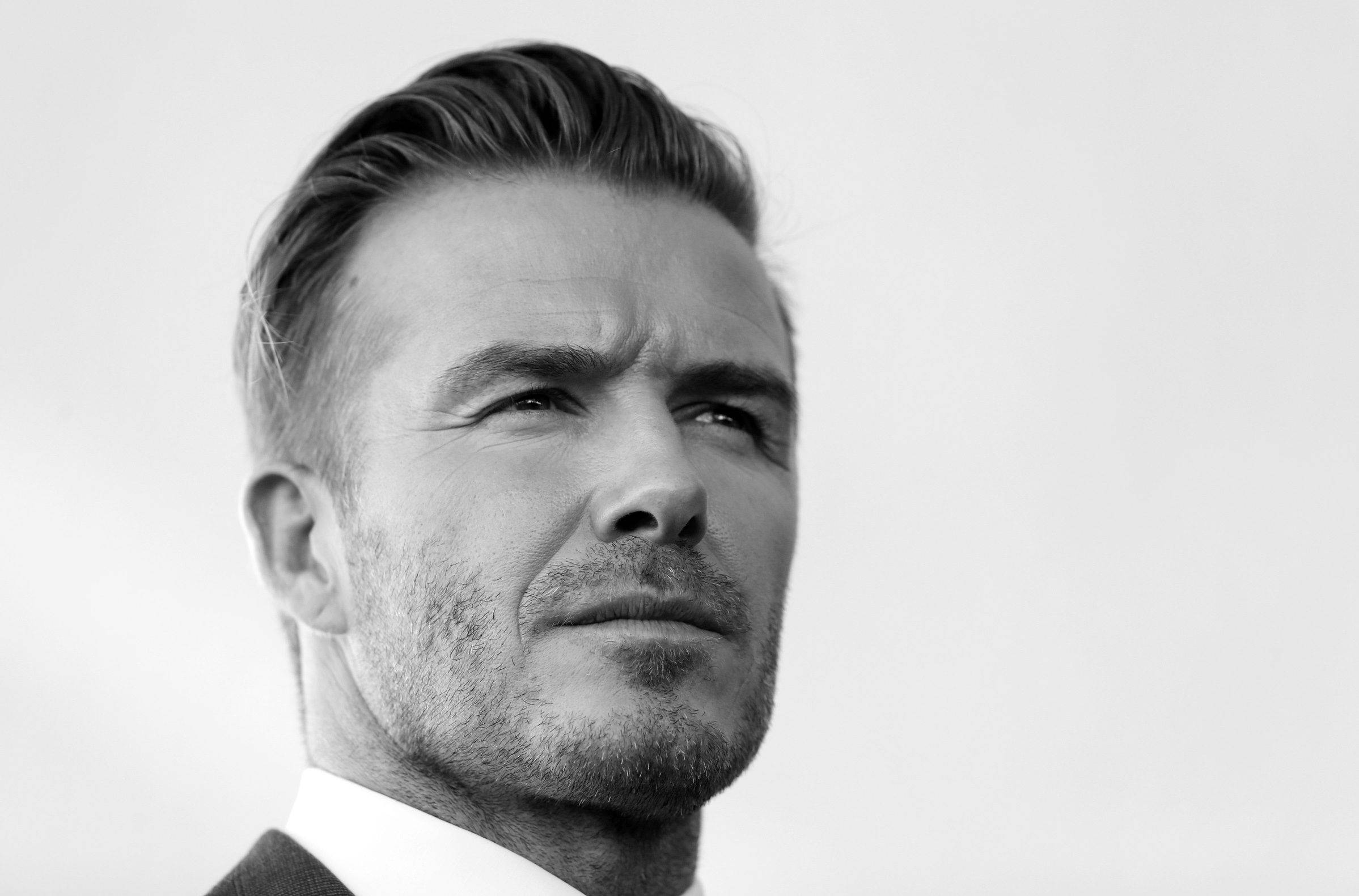 David Beckham, black and white, close-up portrait, Full HD Desktop Wallpaper