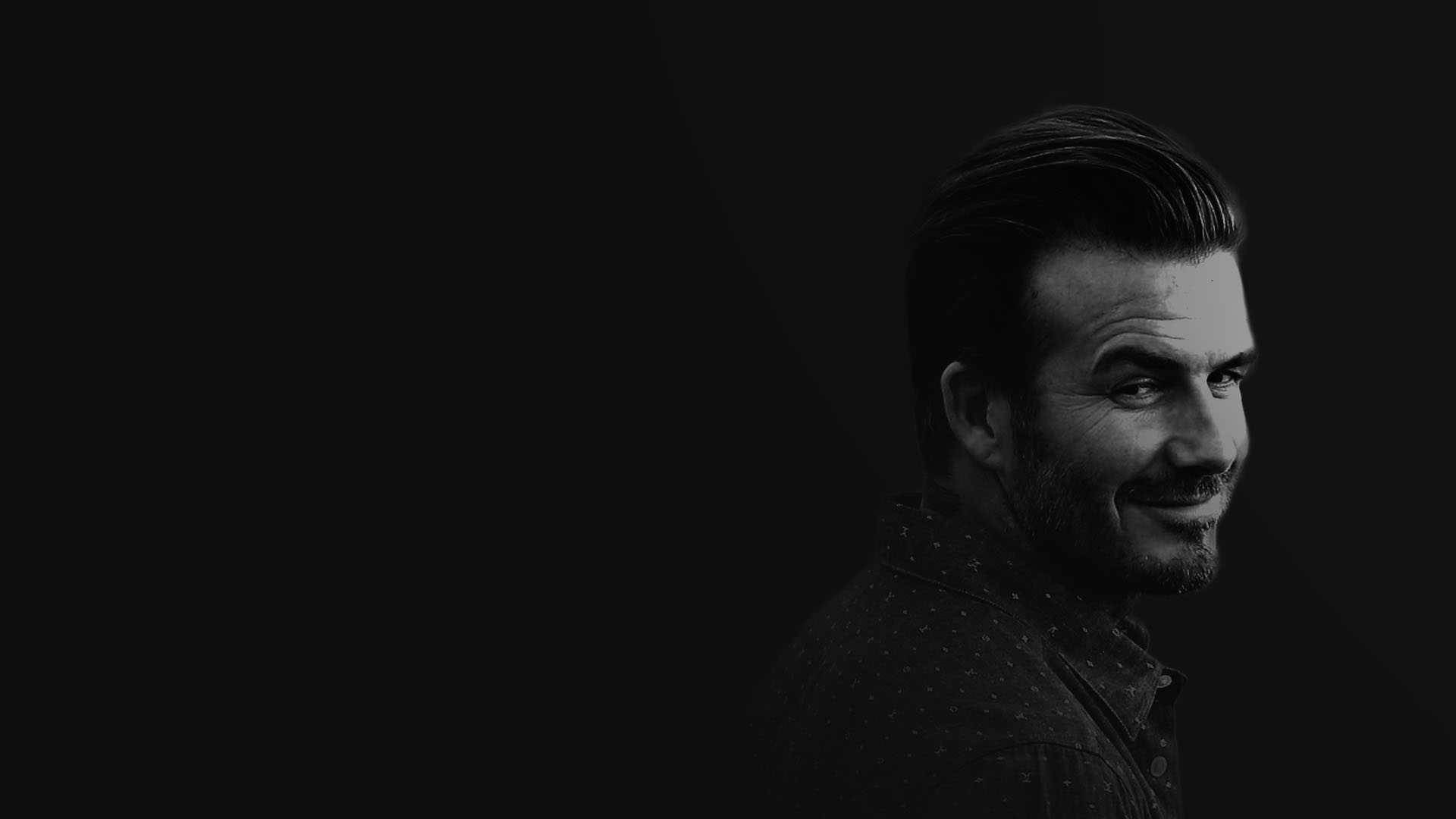 David Beckham, monochrome, smiling man, Full HD Desktop Wallpaper