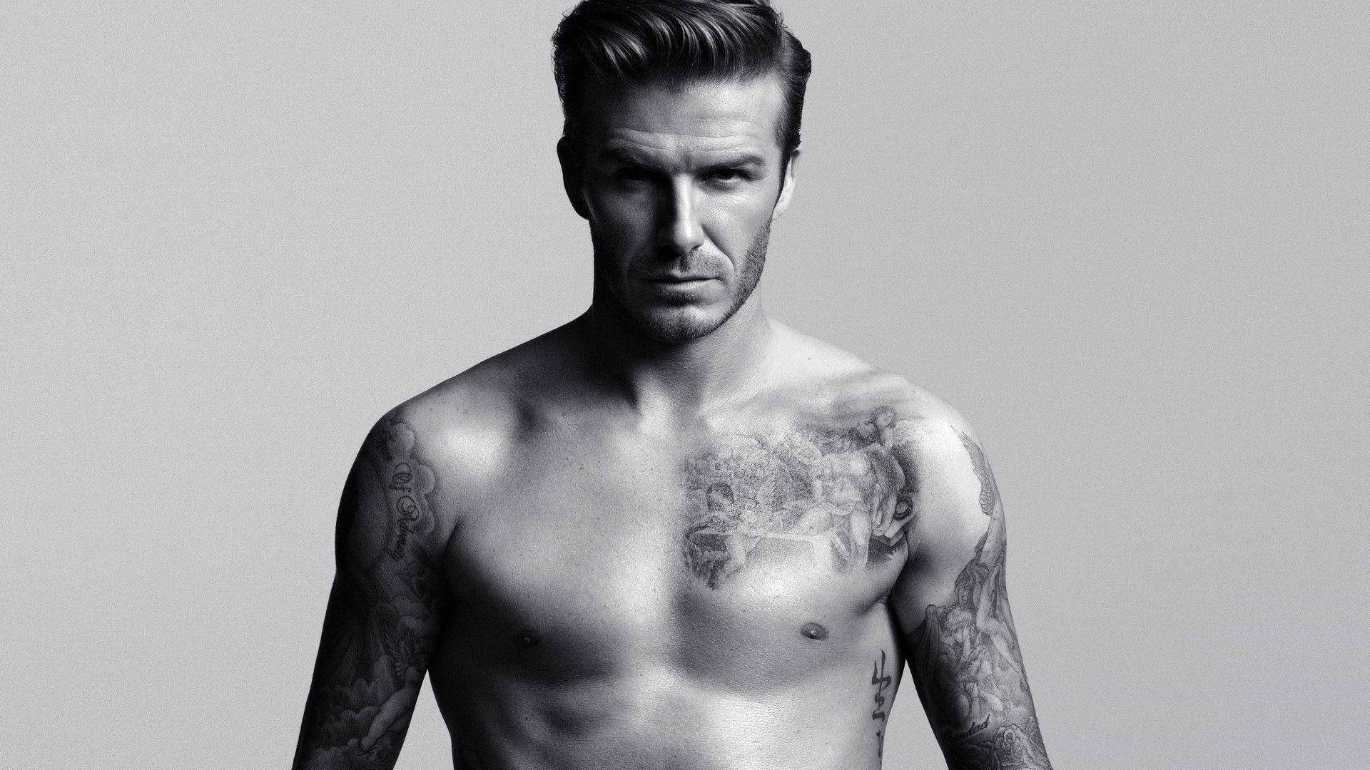 David Beckham, shirtless, tattoos, Full HD Desktop Wallpaper