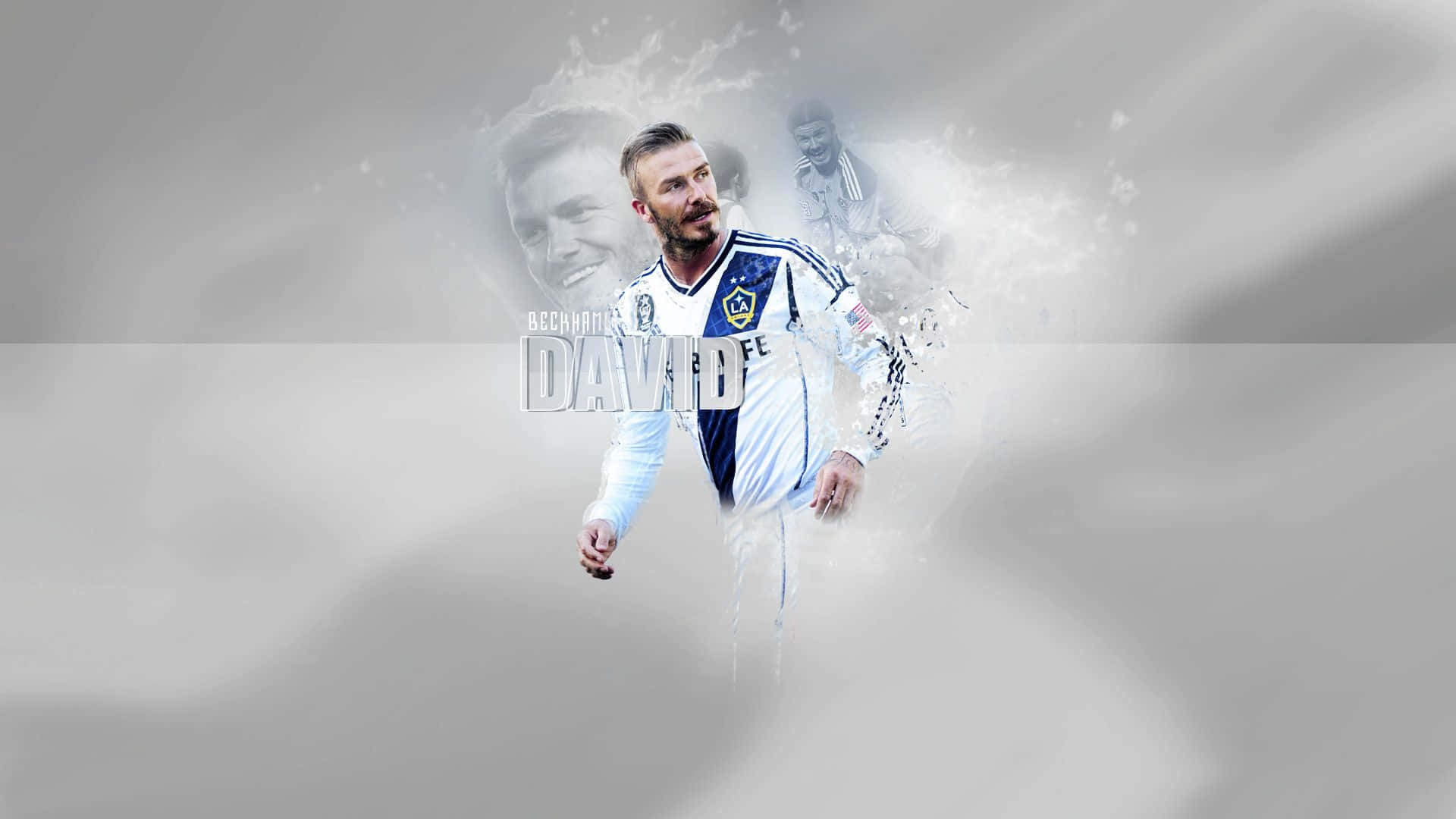 David Beckham, white and blue jersey, splash of water, Full HD Desktop Wallpaper