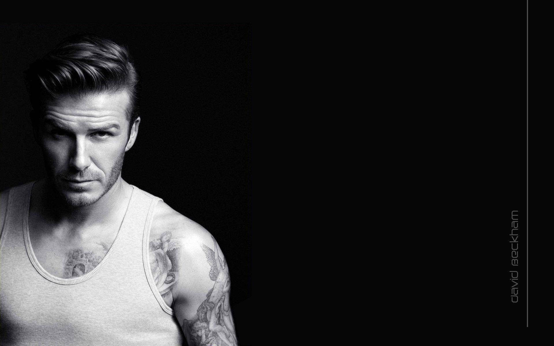 David Beckham, black tank top, tattoos, Full HD Desktop Wallpaper
