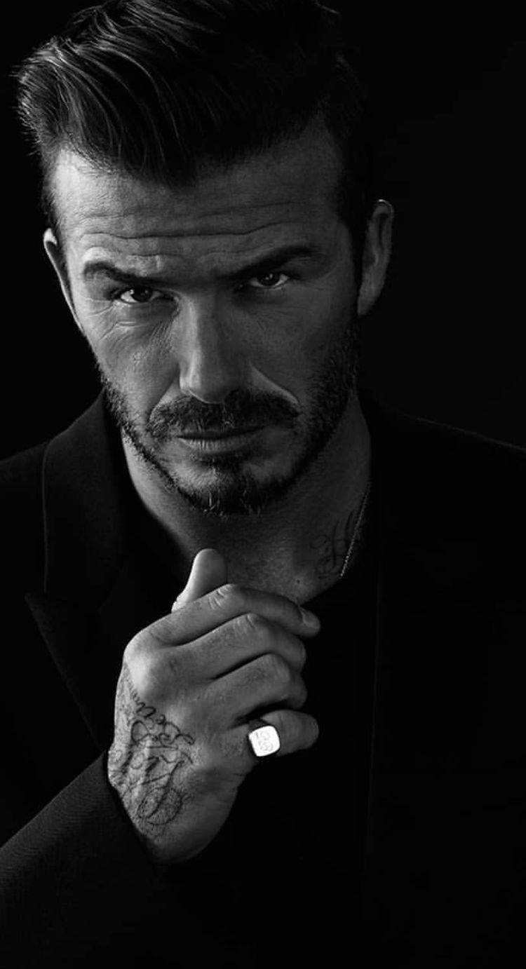 David Beckham, black and white portrait, intense gaze, HD Phone Wallpaper
