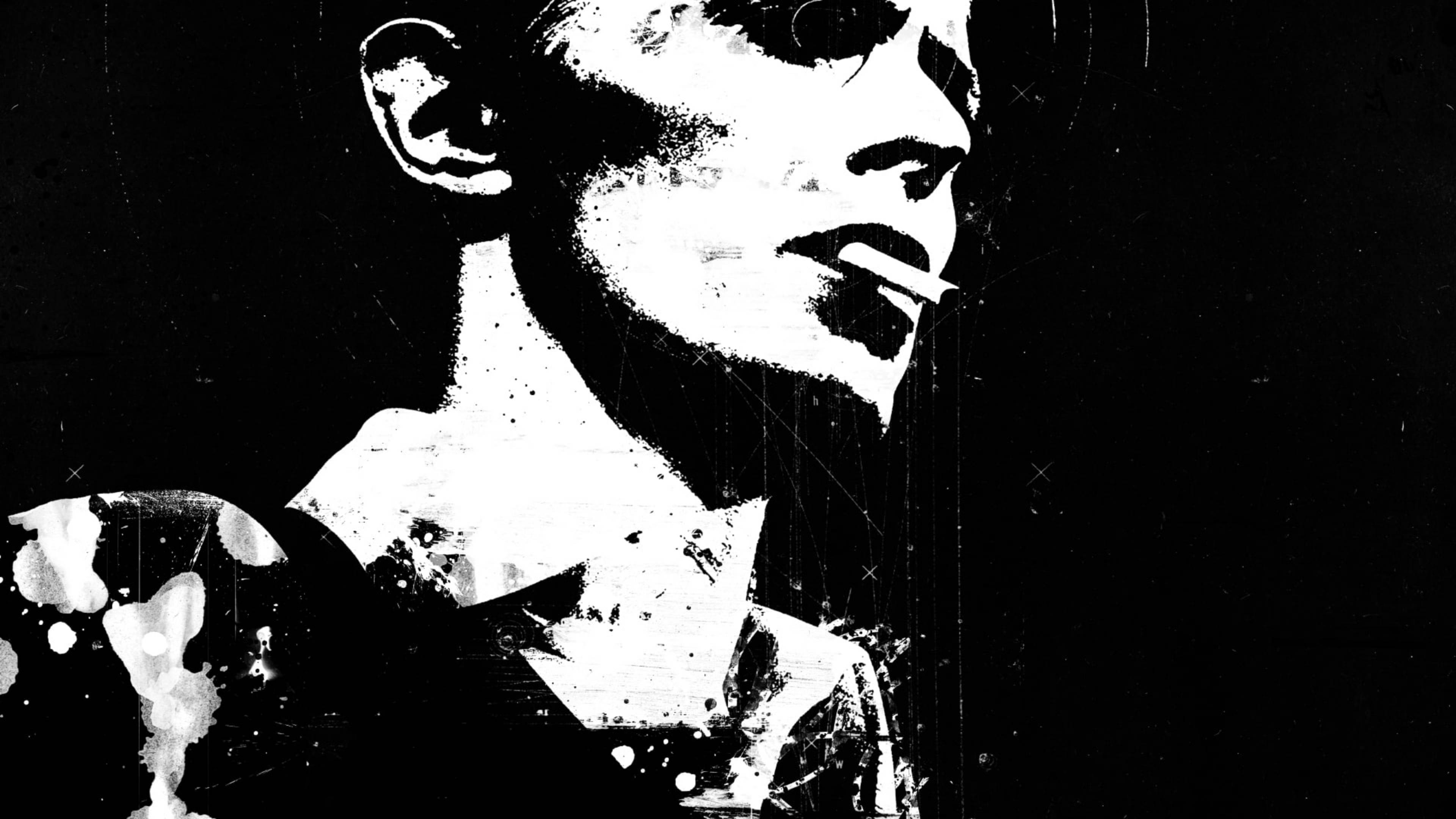 David Bowie, black and white, stylized portrait, 4K Desktop Wallpaper