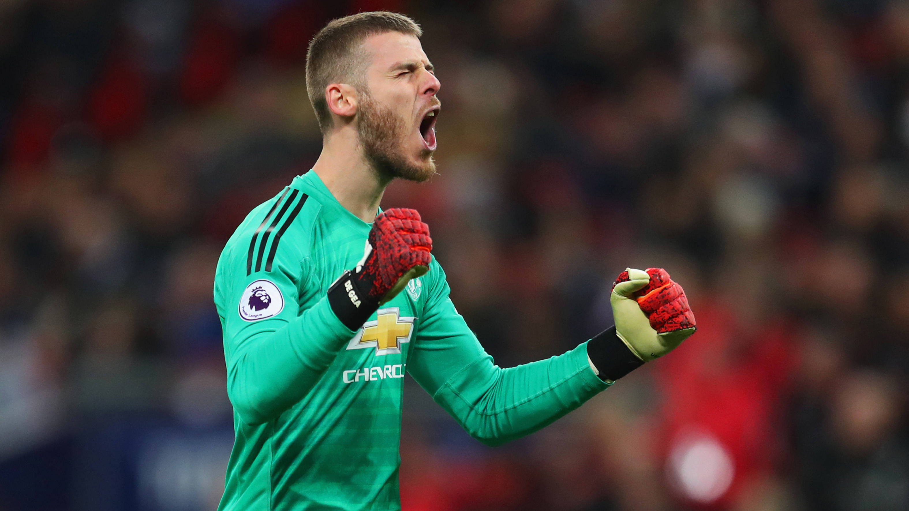 David de Gea, green jersey, soccer goalkeeper, 2K Desktop Wallpaper