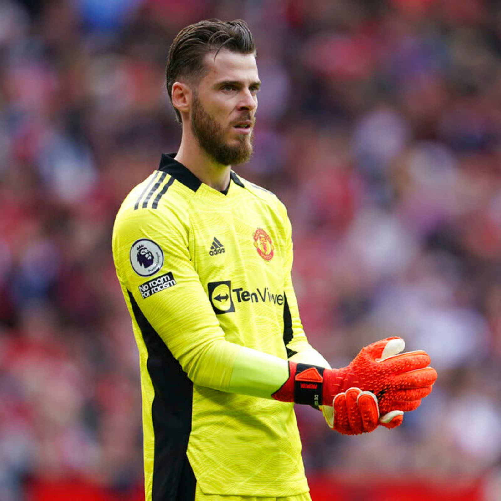 David de gea, yellow jersey, red gloves, HD Desktop Wallpaper