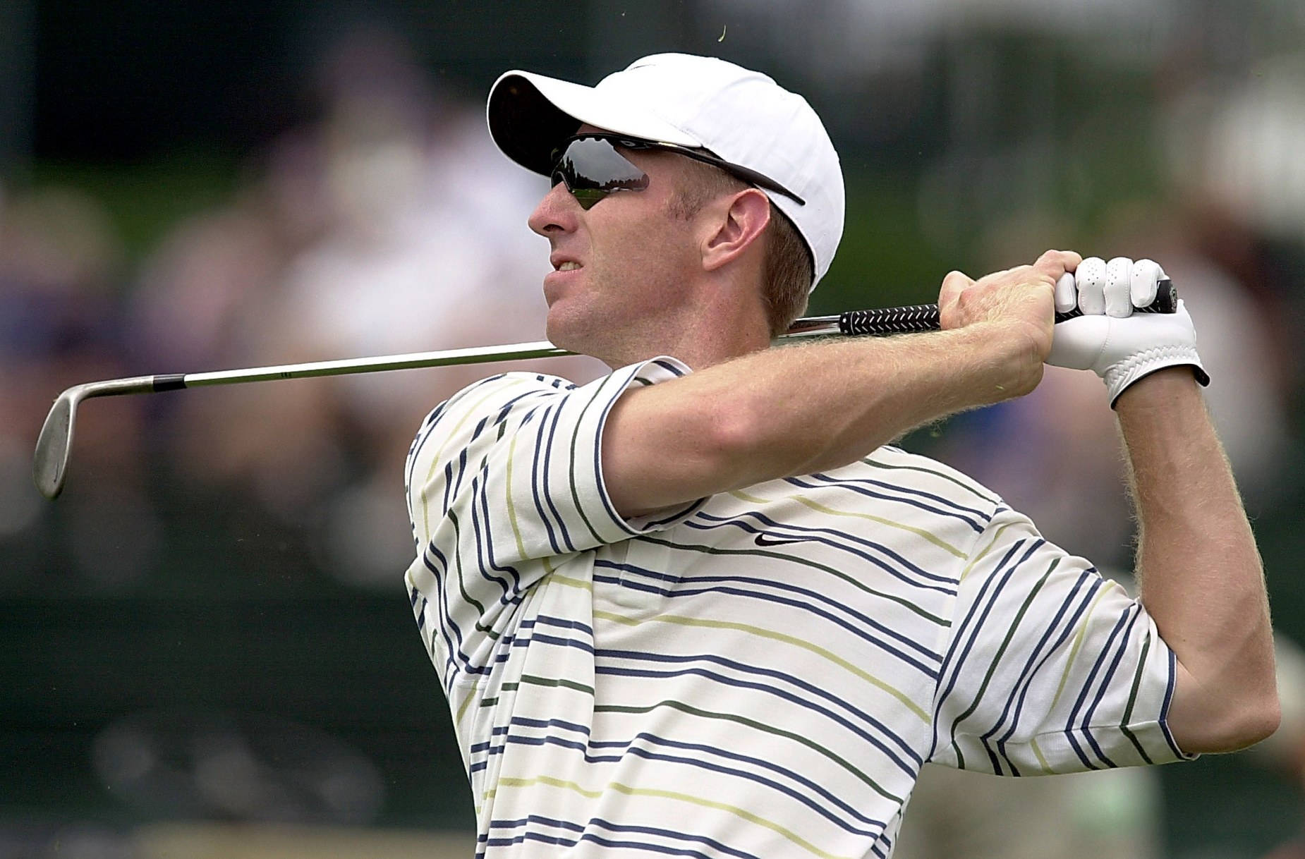 David Duval, striped shirt, white cap, HD Desktop Wallpaper