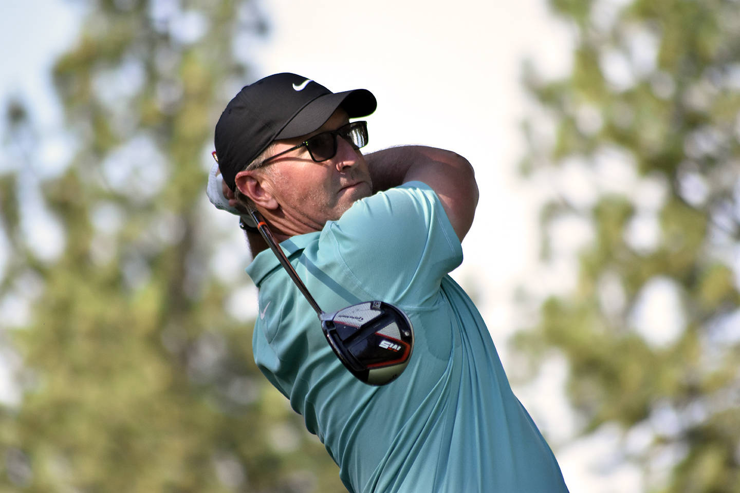 David Duval, golf swing position, teal shirt, HD Desktop Wallpaper