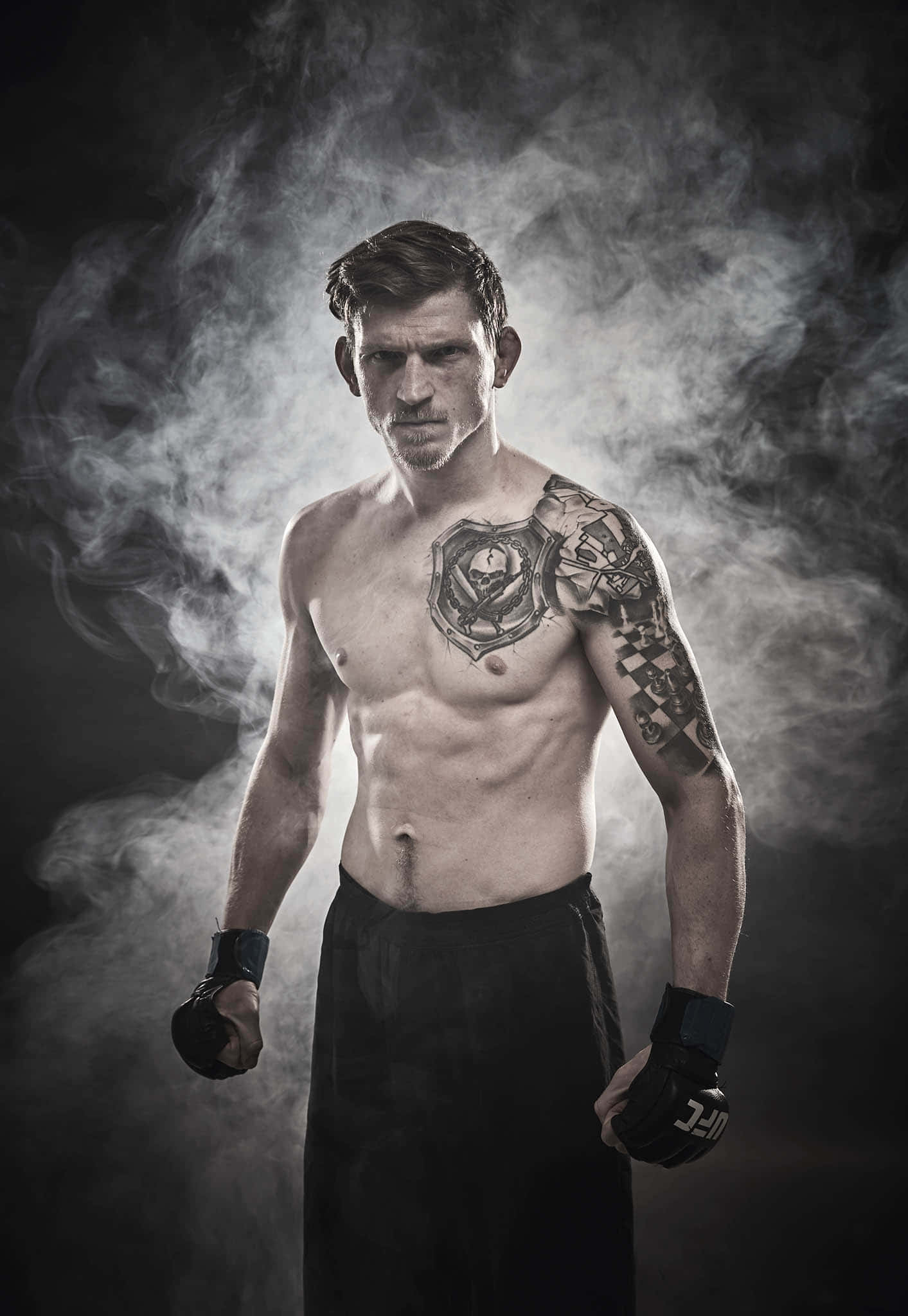 David Dvořák, muscular fighter, tattoos, Full HD Phone Wallpaper