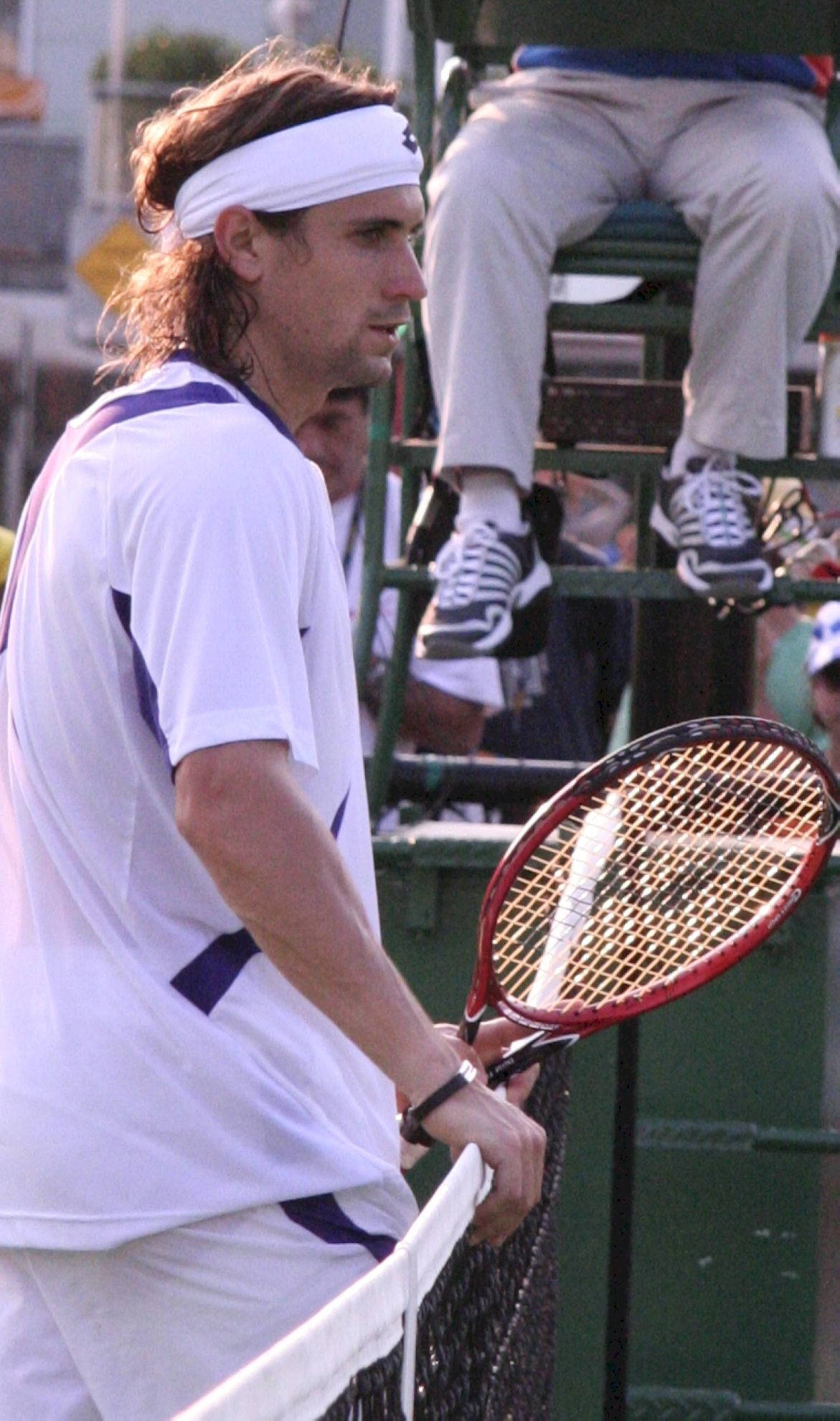 David Ferrer, white gear, red racket, Full HD Phone Wallpaper