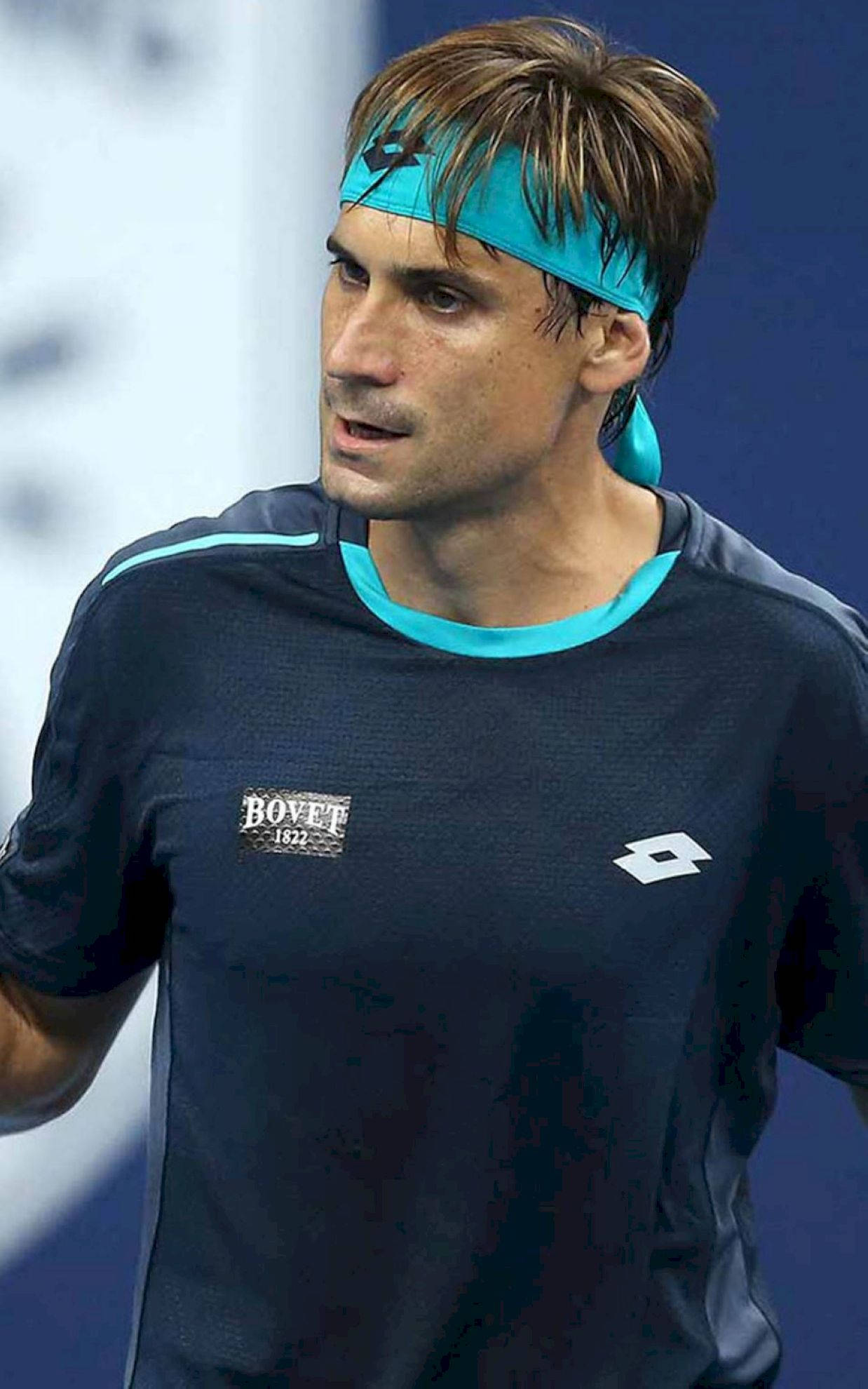 David Ferrer, teal headband, dark athletic shirt, Full HD Phone Wallpaper