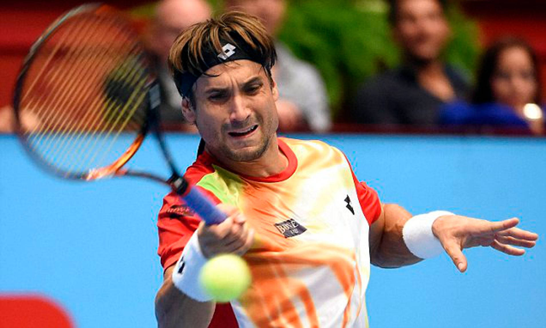 David Ferrer, forehand stroke, blue court, HD Desktop Wallpaper