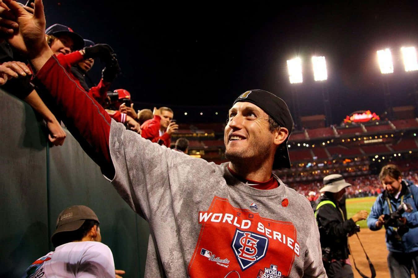 David Freese, World Series sweatshirt, stadium lights, HD Desktop Wallpaper