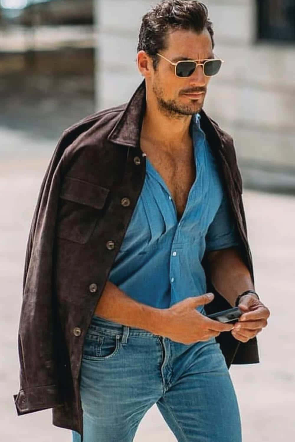 David Gandy, sunglasses, brown jacket, HD Phone Wallpaper