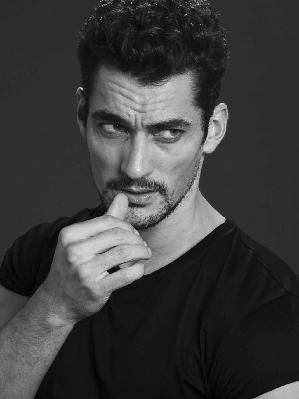 David Gandy, black and white portrait, intense eyes, HD Phone Wallpaper