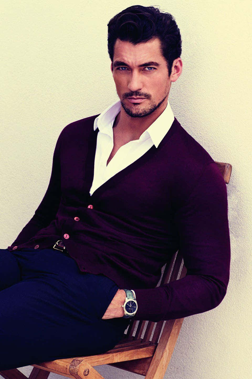 David Gandy, purple cardigan, white shirt, HD Phone Wallpaper