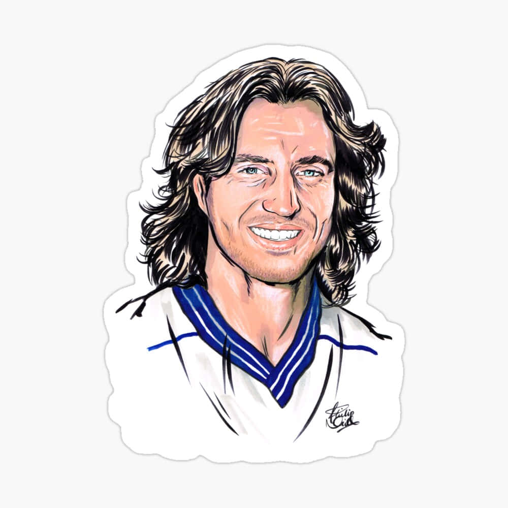 David Ginola, white and blue striped sports jersey, long wavy hair, SD Desktop Wallpaper