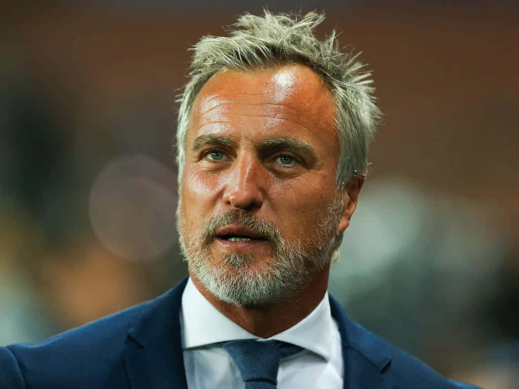 David Ginola, blue suit, tie, SD Desktop Wallpaper