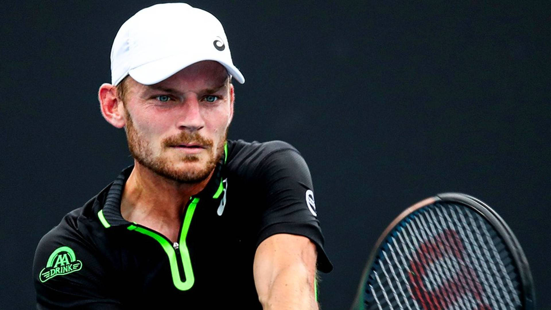 David Goffin, black and neon green shirt, racket, Full HD Desktop Wallpaper