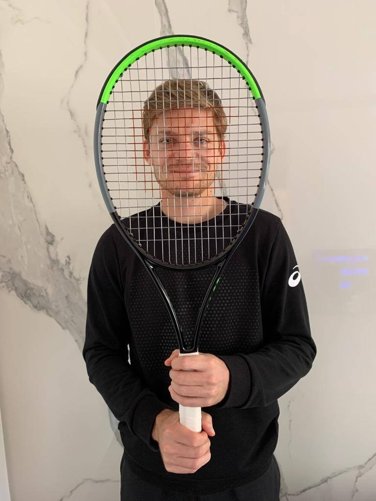 David Goffin, tennis racket, marble wall, SD Phone Wallpaper