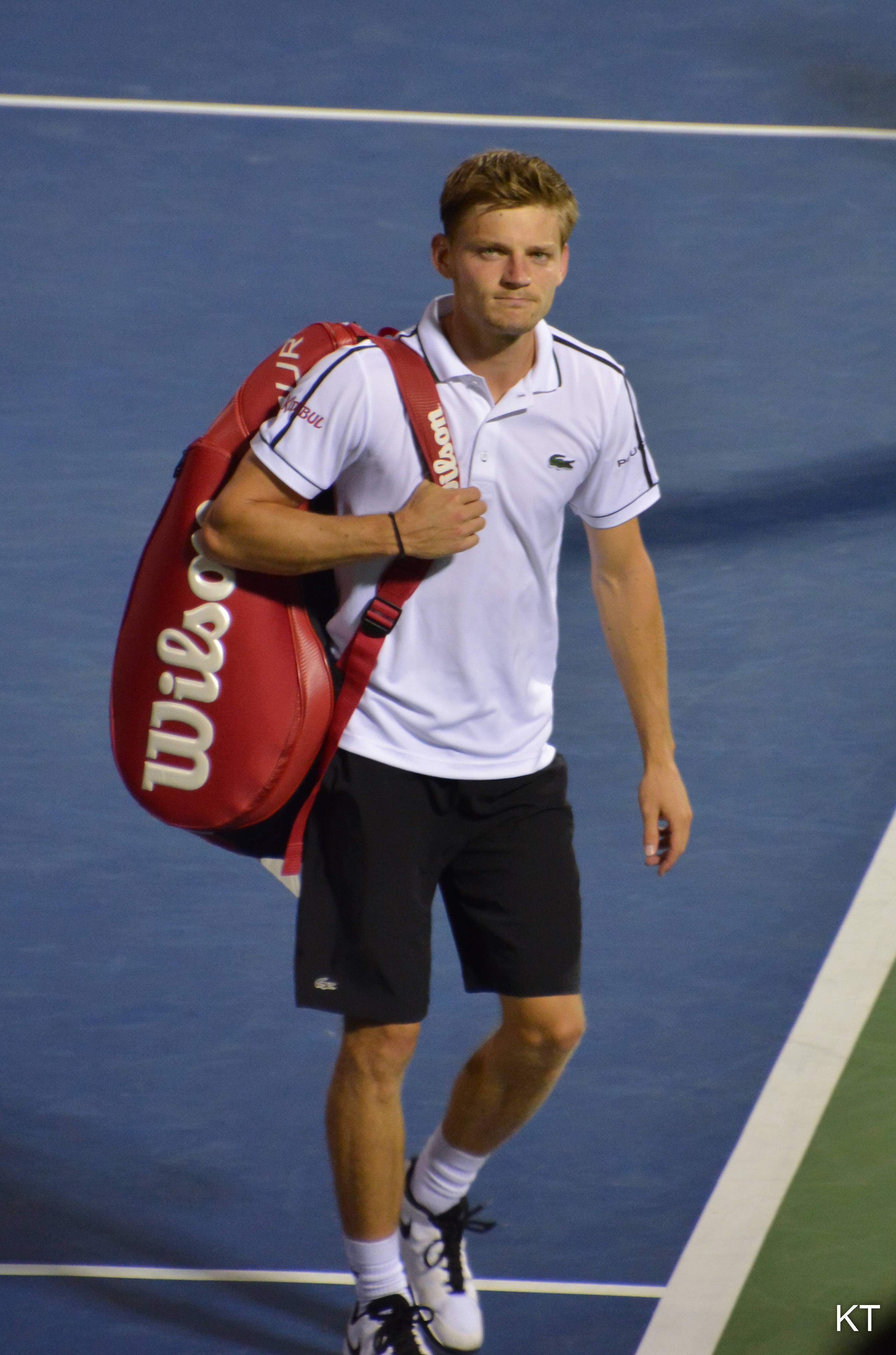 David Goffin, blue hard court, red Wilson bag, 4K Phone Wallpaper