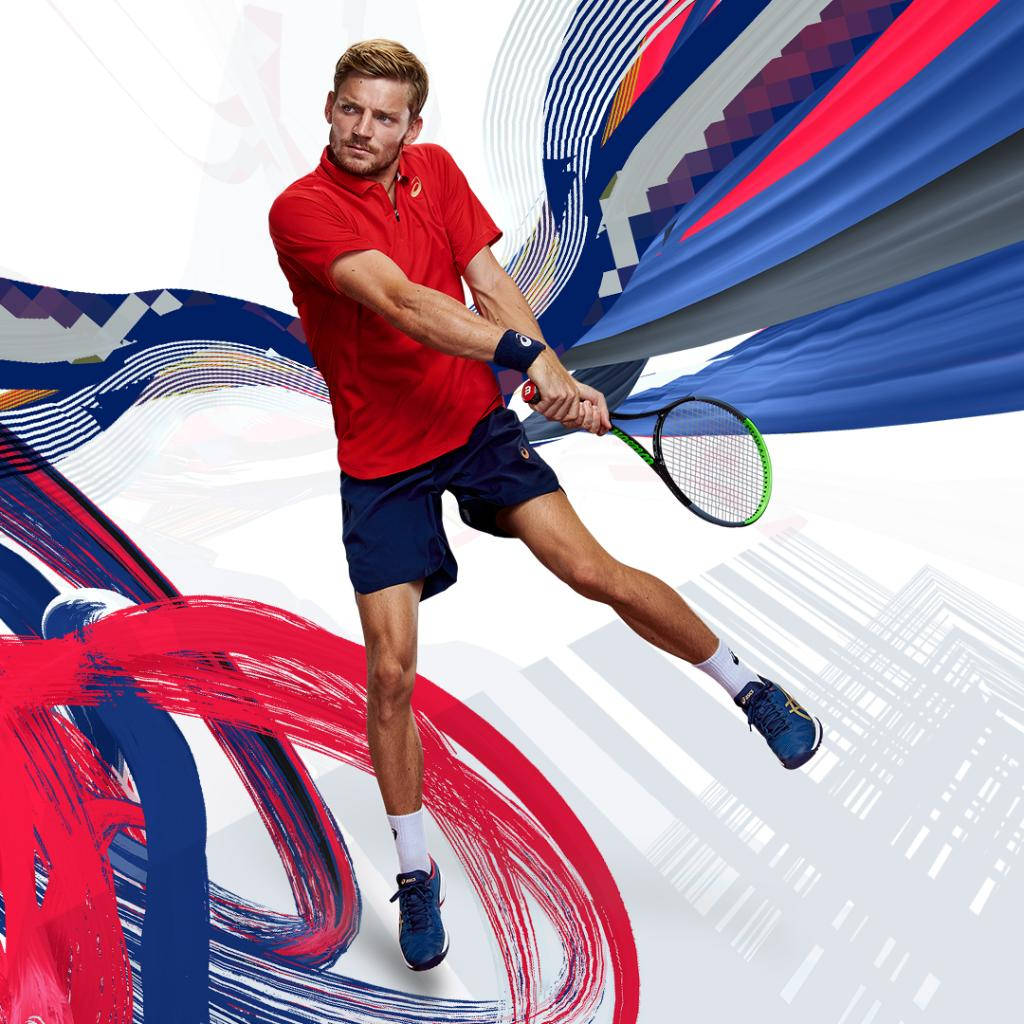 David Goffin, red shirt, blue shorts, SD Desktop Wallpaper