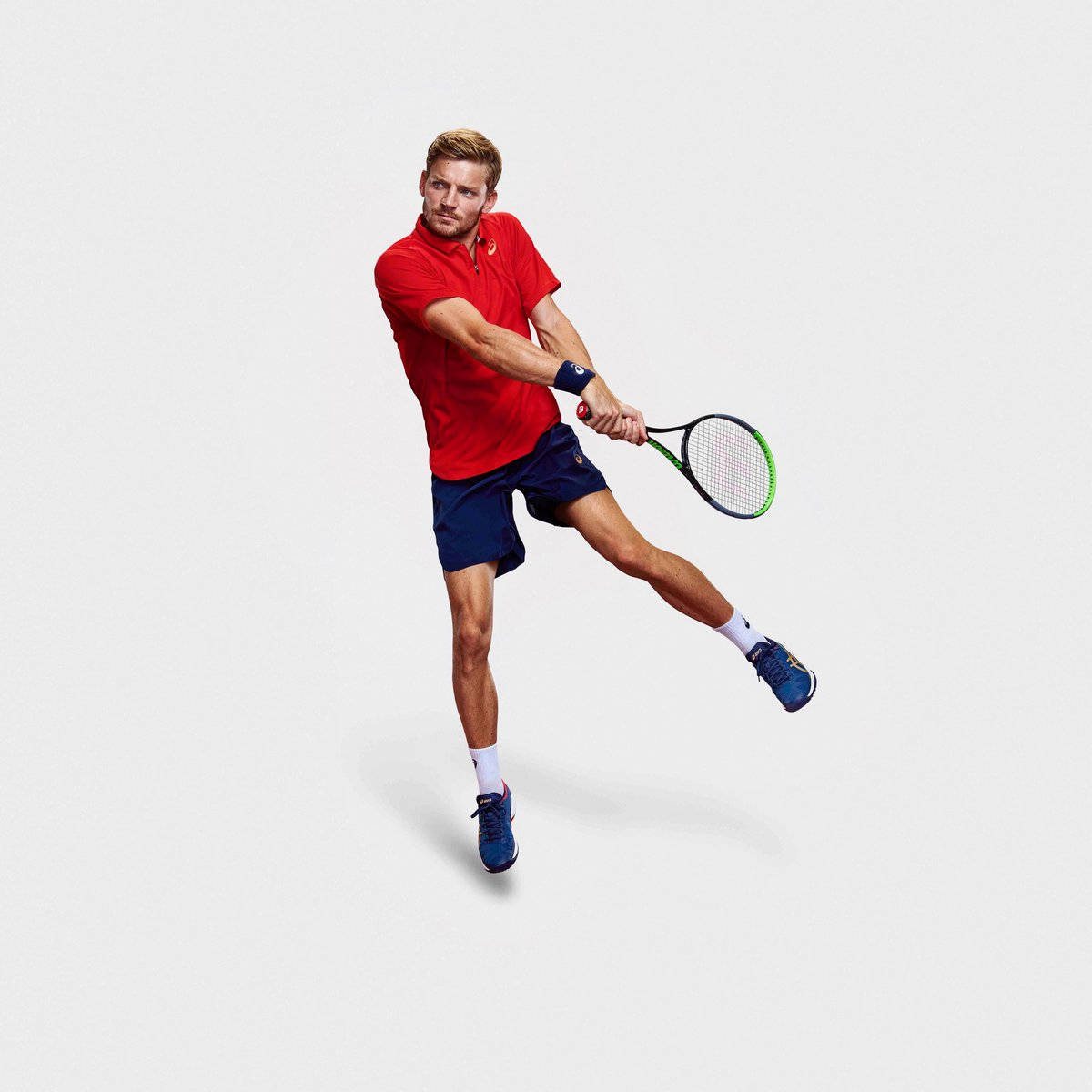 David Goffin, red shirt, blue shorts, SD Desktop Wallpaper