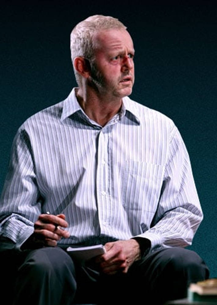 David Morse, blue striped shirt, gray hair, SD Phone Wallpaper