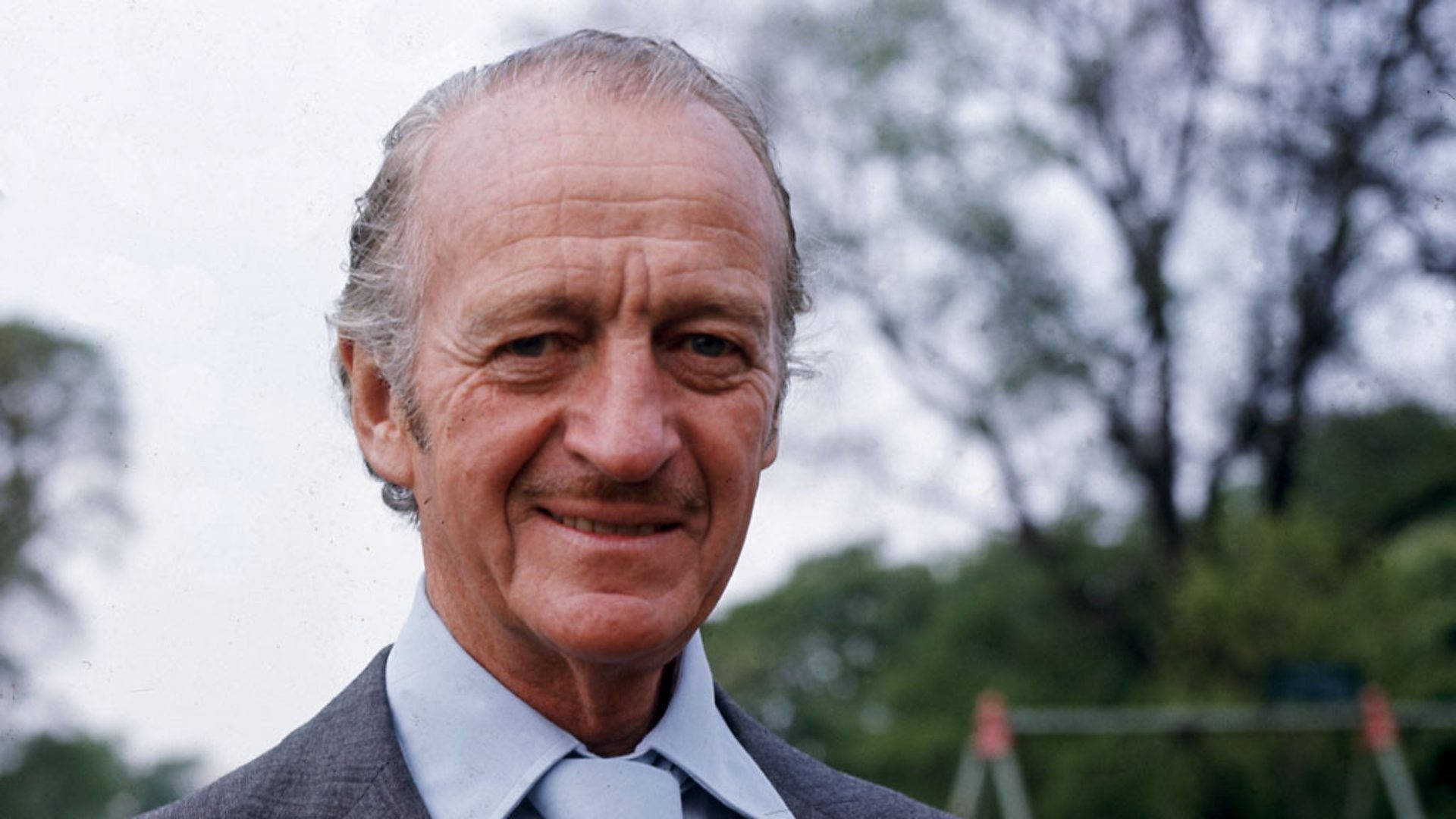 David Niven, gray hair, suit and tie, Full HD Desktop Wallpaper