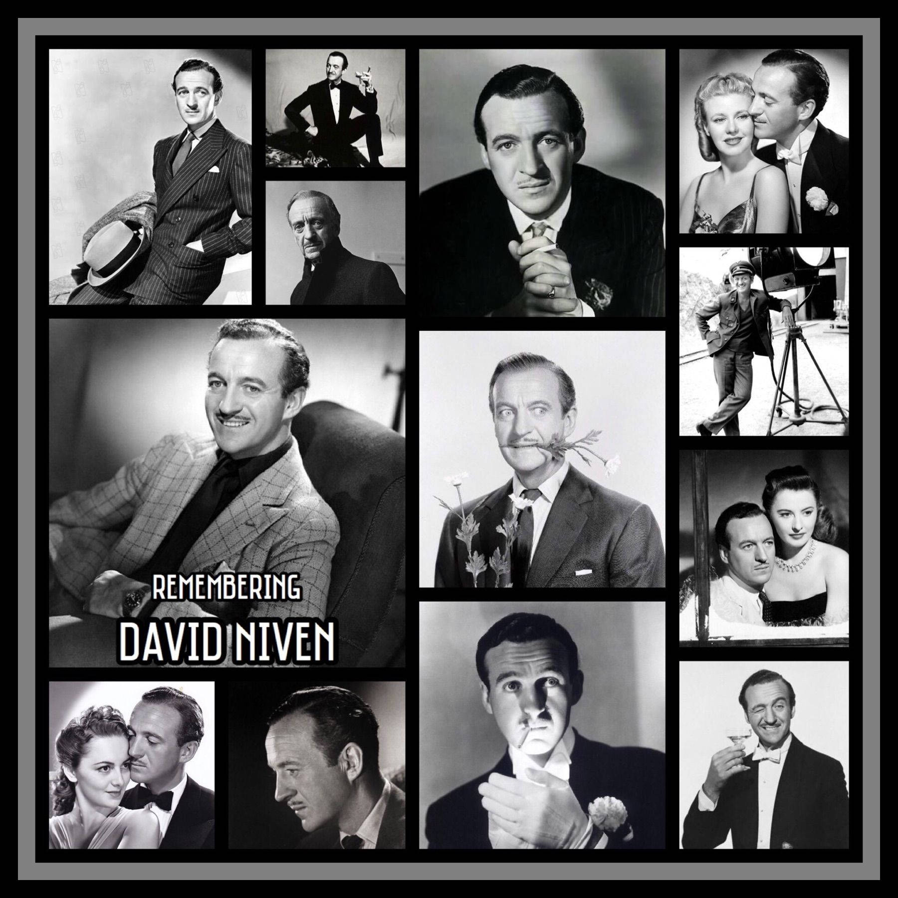 David Niven, black and white, photo collage, HD Desktop Wallpaper