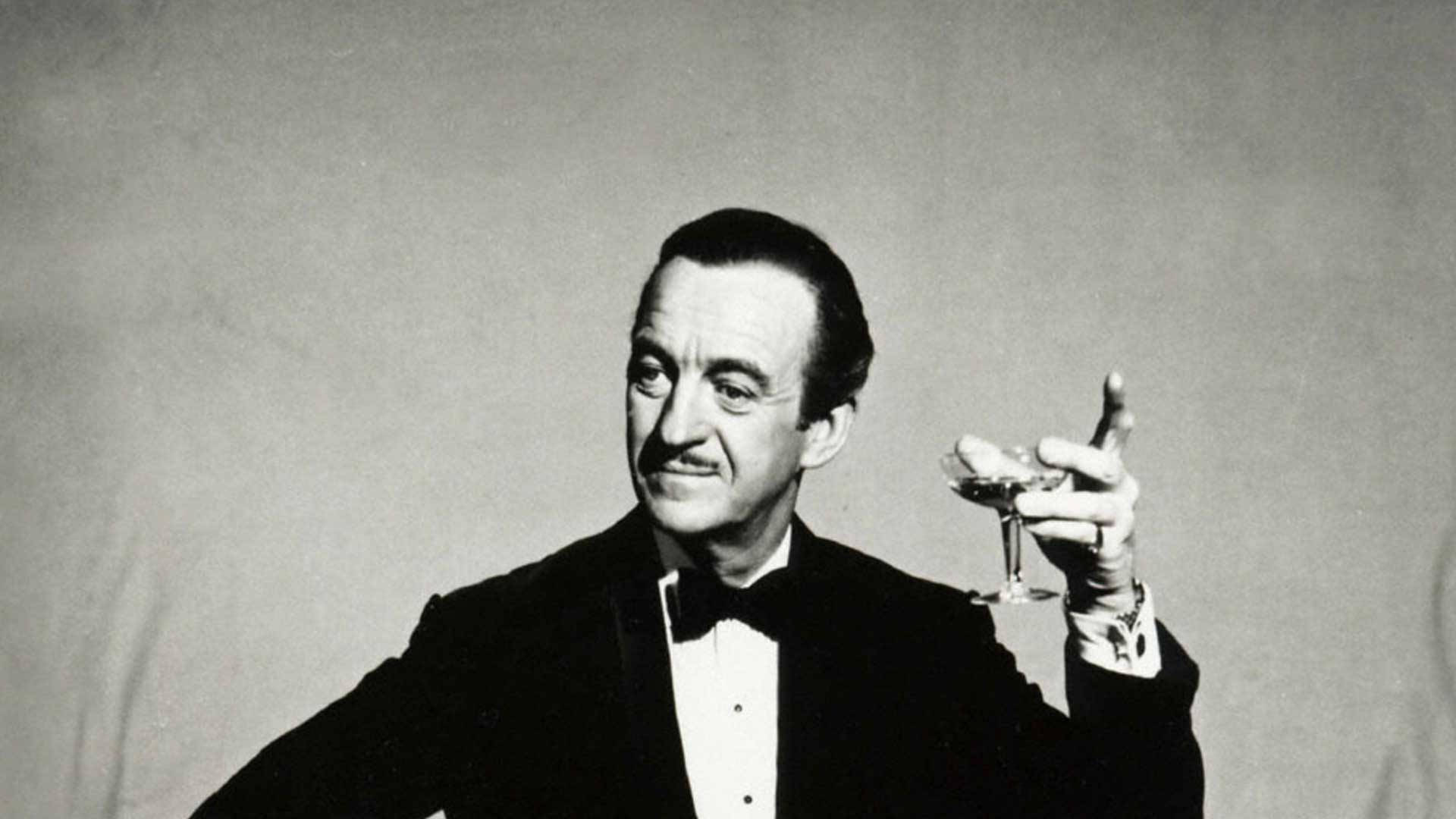 David Niven, tuxedo, cocktail glass, Full HD Desktop Wallpaper