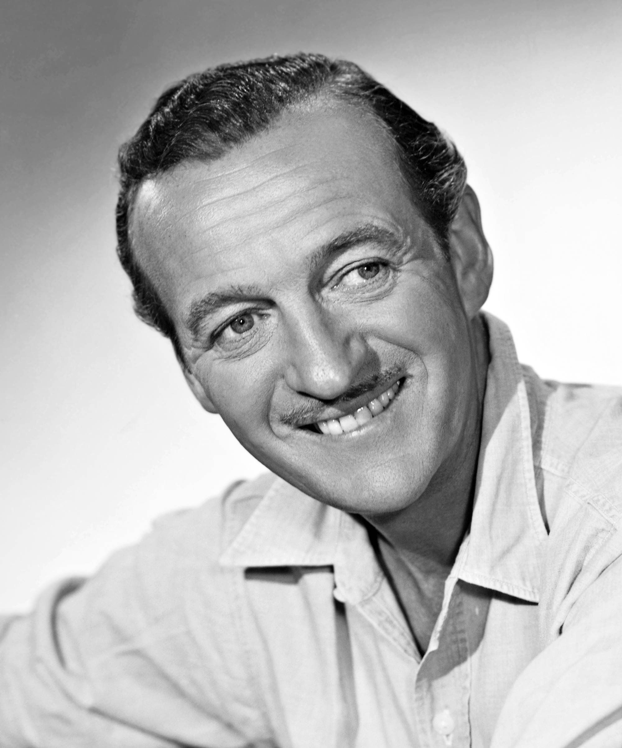 David Niven, mustache, black and white, Full HD Phone Wallpaper