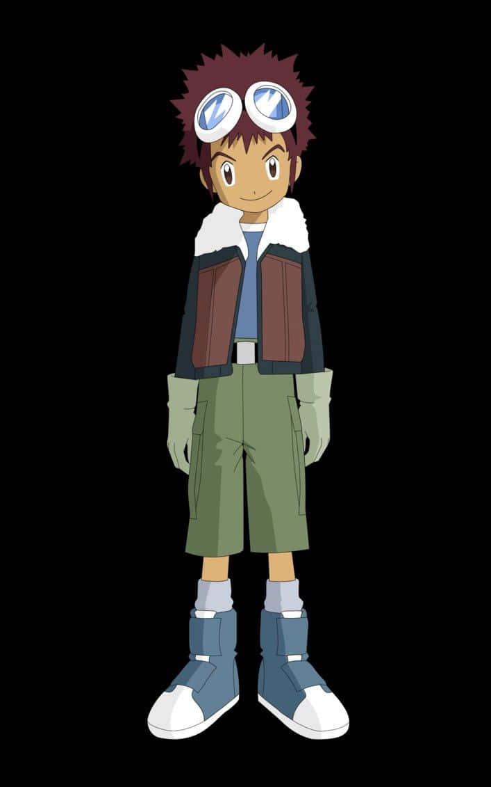 Davis Motomiya, spiky brown hair, goggles, SD Phone Wallpaper