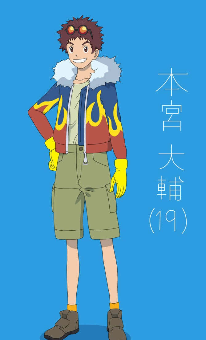 Davis Motomiya, DigiDestined powers, flame-patterned jacket, SD Phone Wallpaper
