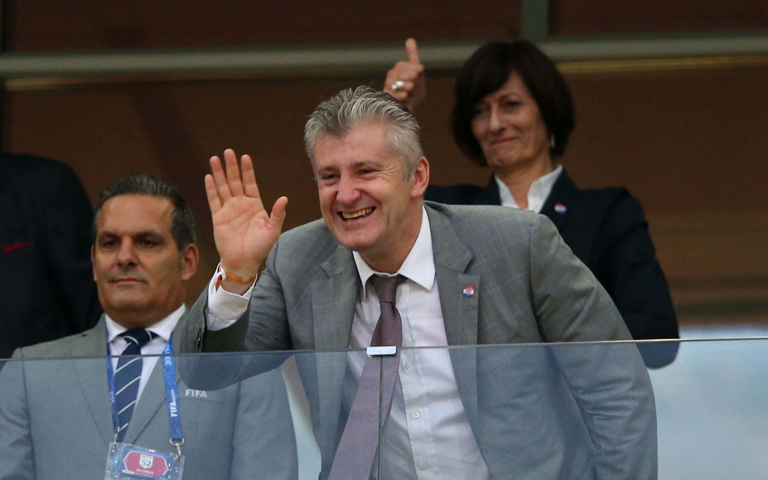 Davor Suker, gray suit, stadium stand, Full HD Desktop Wallpaper