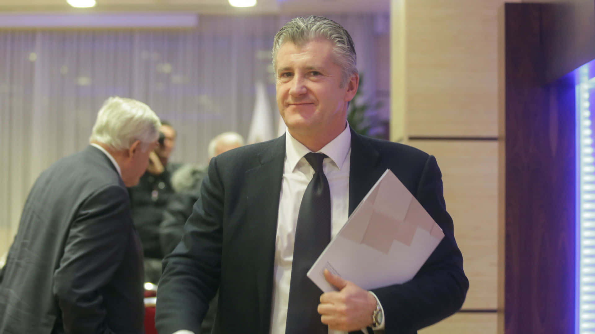 Davor Suker, dark suit, modern indoor hallway, Full HD Desktop Wallpaper