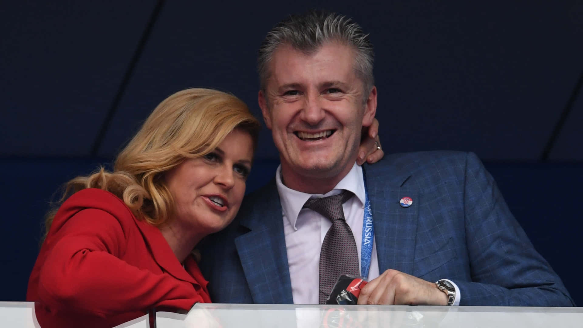 Davor Suker, blue suit, red jacket, Full HD Desktop Wallpaper