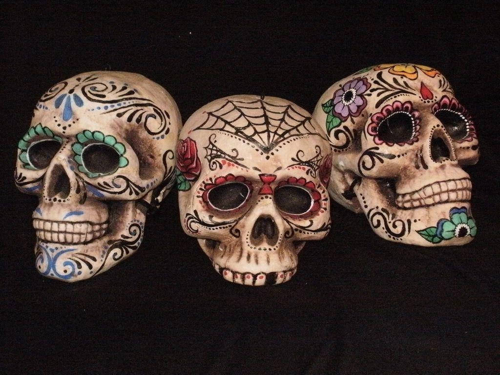 Day Of The Dead, sugar skulls, floral designs, SD Desktop Wallpaper