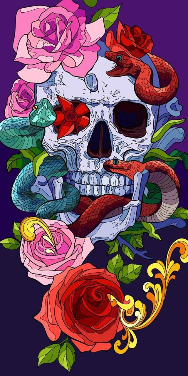 Day Of The Dead, skull, snakes, HD Phone Wallpaper