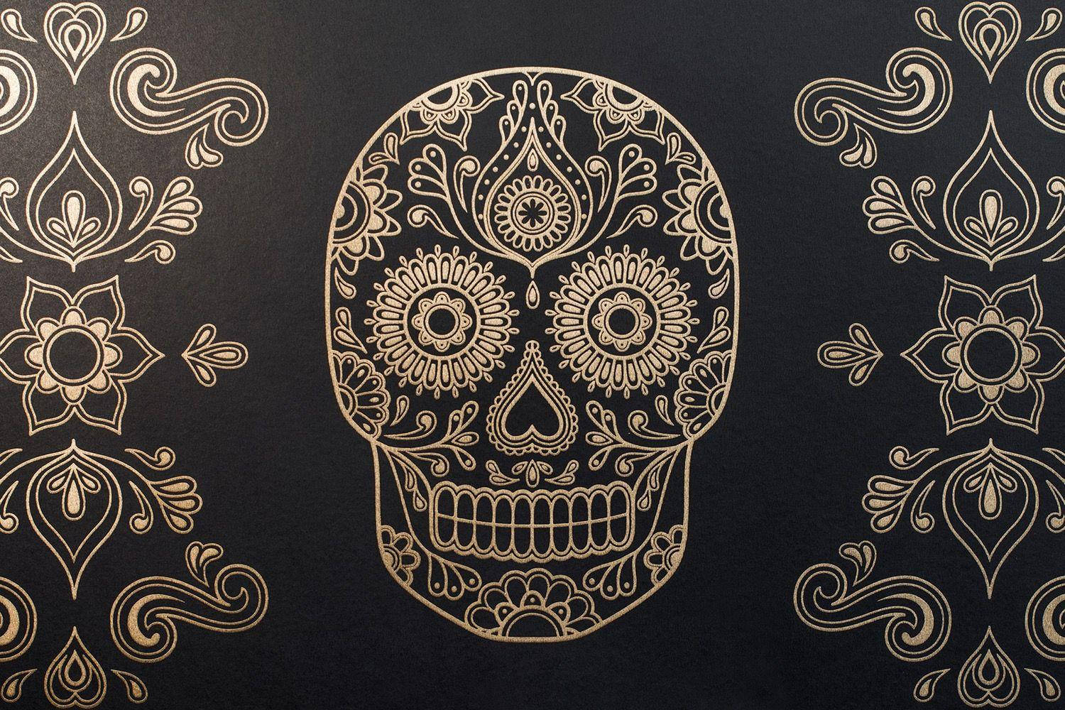 Day Of The Dead, gold, sugar skull, HD Desktop Wallpaper