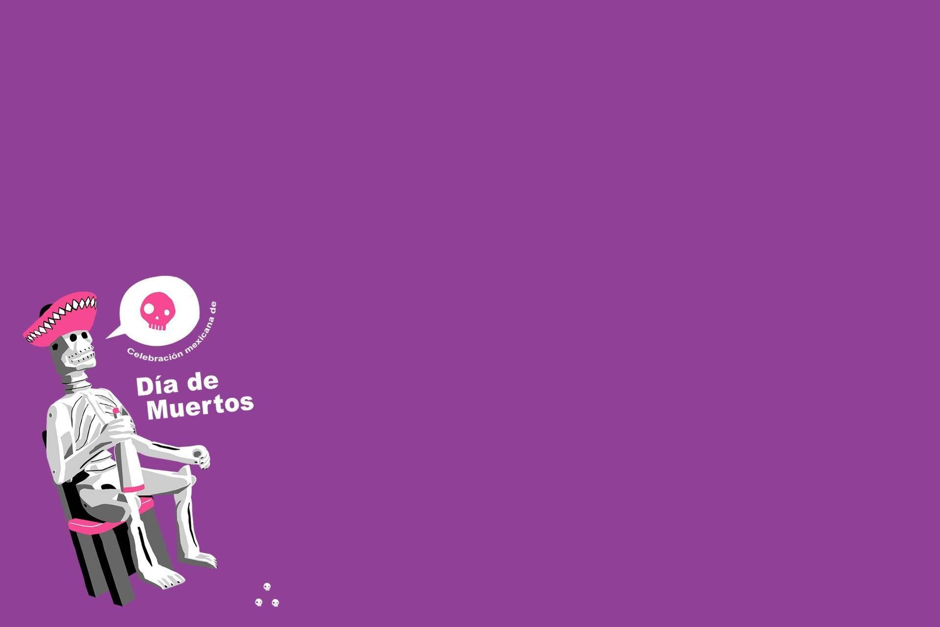 Day Of The Dead, pink sombrero, solid purple background, Full HD Desktop Wallpaper