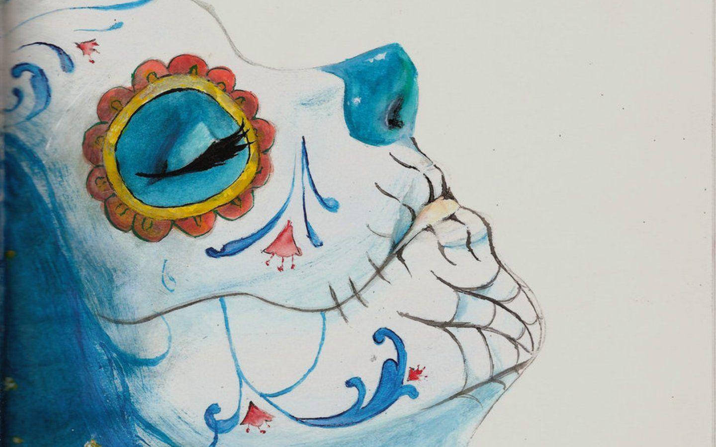 Day Of The Dead, sugar skull, blue eye, HD Desktop Wallpaper