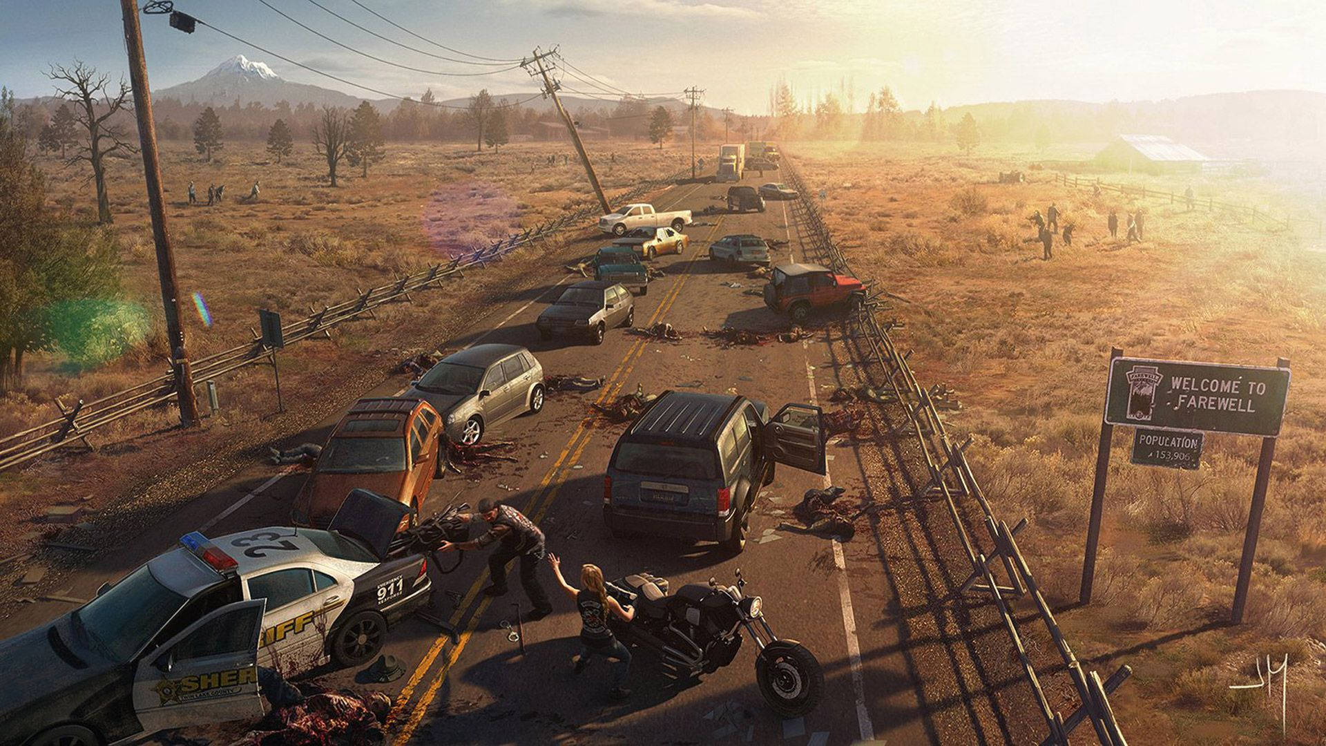 Days Gone, apocalypse road, sunset, Full HD Desktop Wallpaper