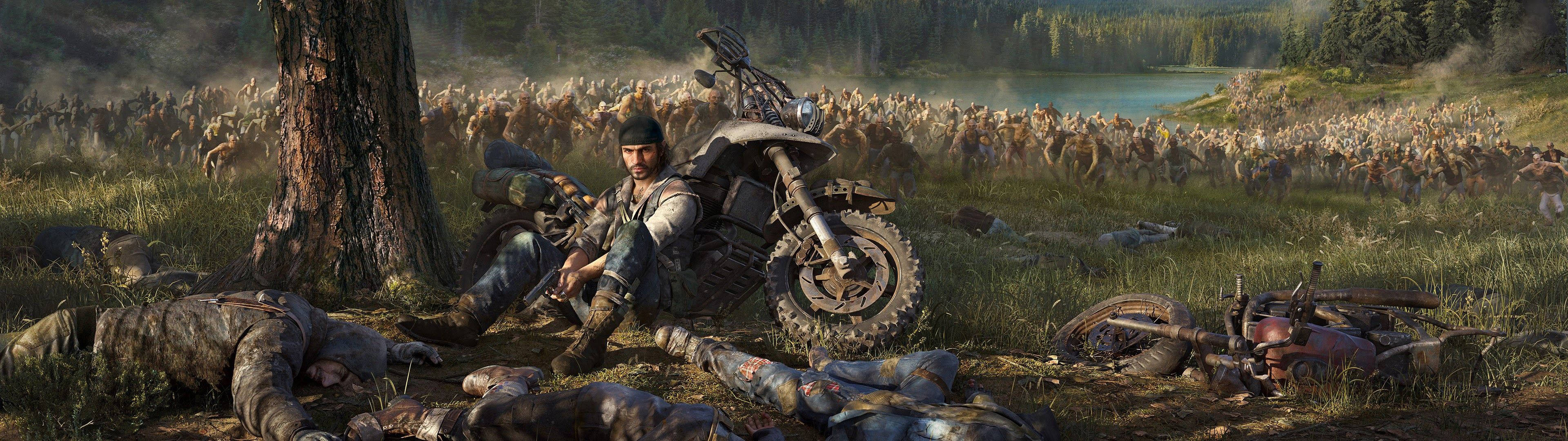 Days Gone, zombie-infested Wasteland, wrecked motorcycle, 4K Desktop Wallpaper