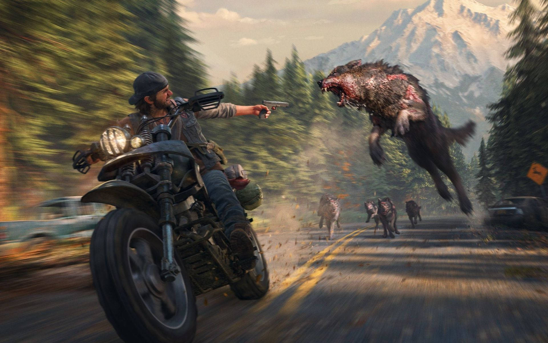 Days Gone, zombie wolves, motorcycle, Full HD Desktop Wallpaper