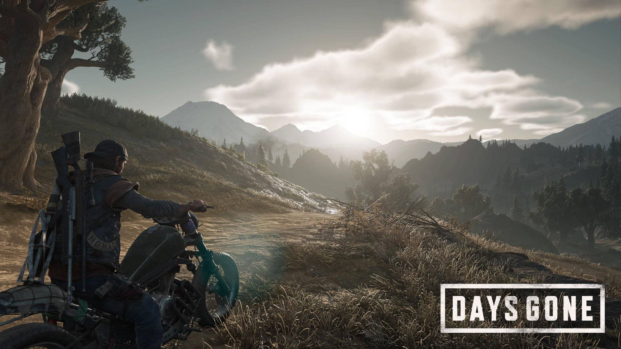 Days Gone, teal motorcycle, mountains, Full HD Desktop Wallpaper